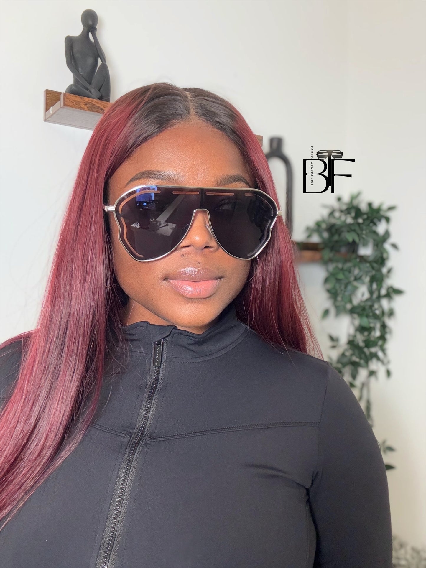 BTF-0136: Oversized Sunglasses. Frameless Retro Women Sun glasses UV400 Lens