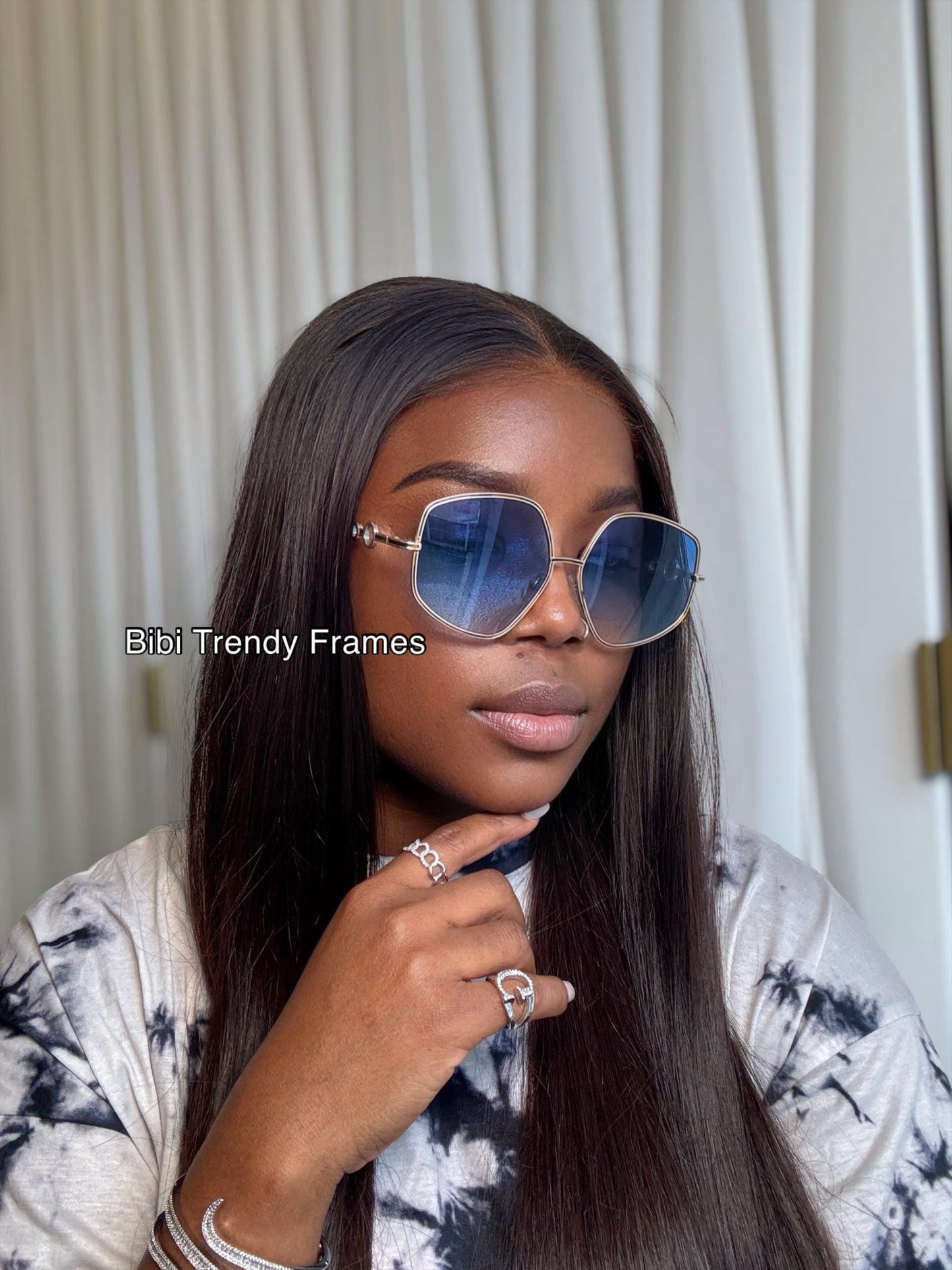 BTF-0113: Oversized Diamond Round Frame Vintage Sunglasses