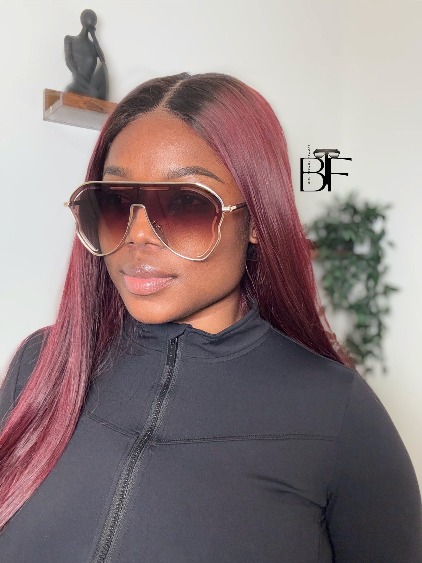 BTF-0136: Oversized Sunglasses. Frameless Retro Women Sun glasses UV400 Lens