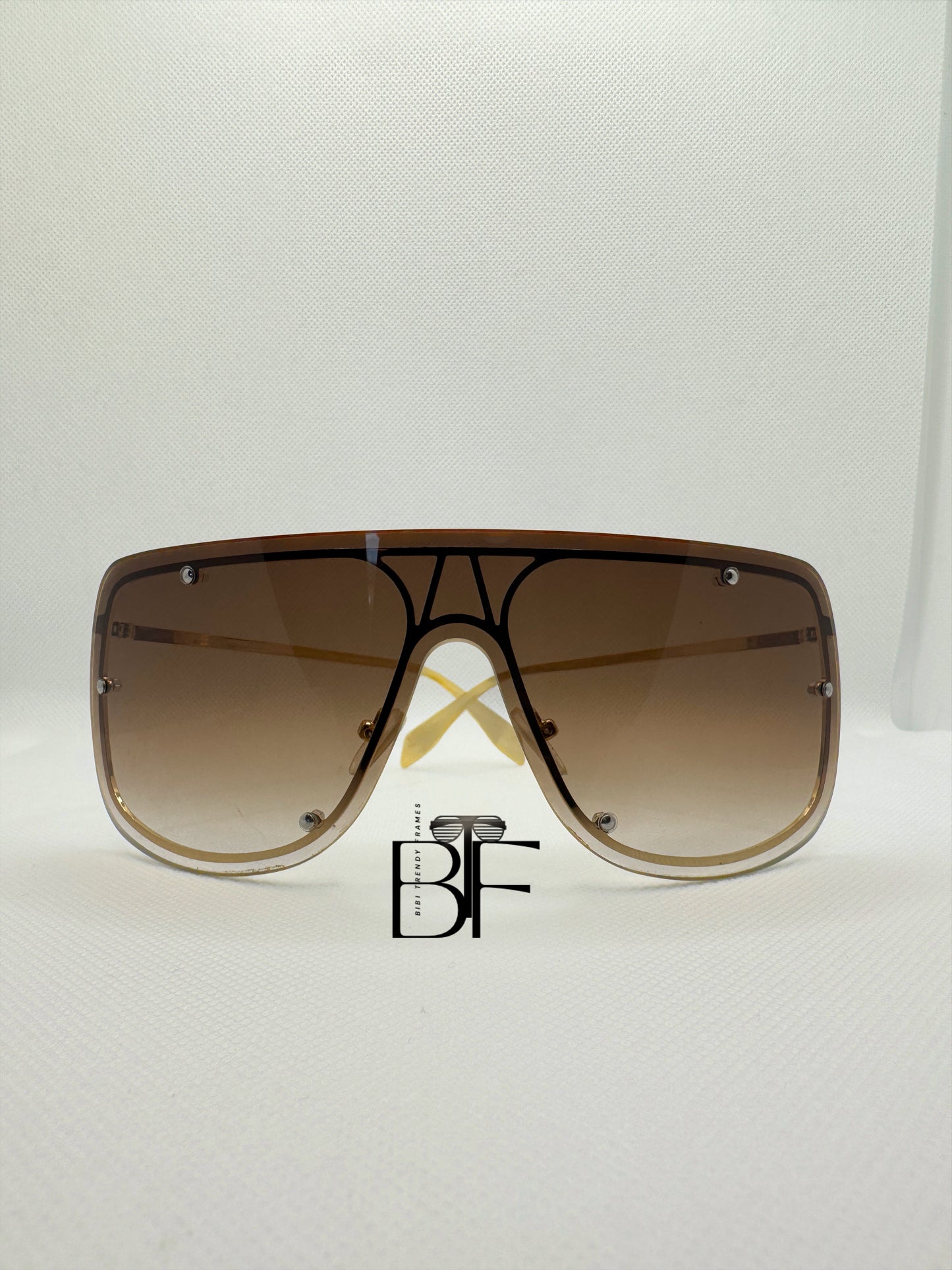 BTF-0152: Oversized Rimless Shield Sunglasses for Women. Windproof Big Sun Shades UV400 Len
