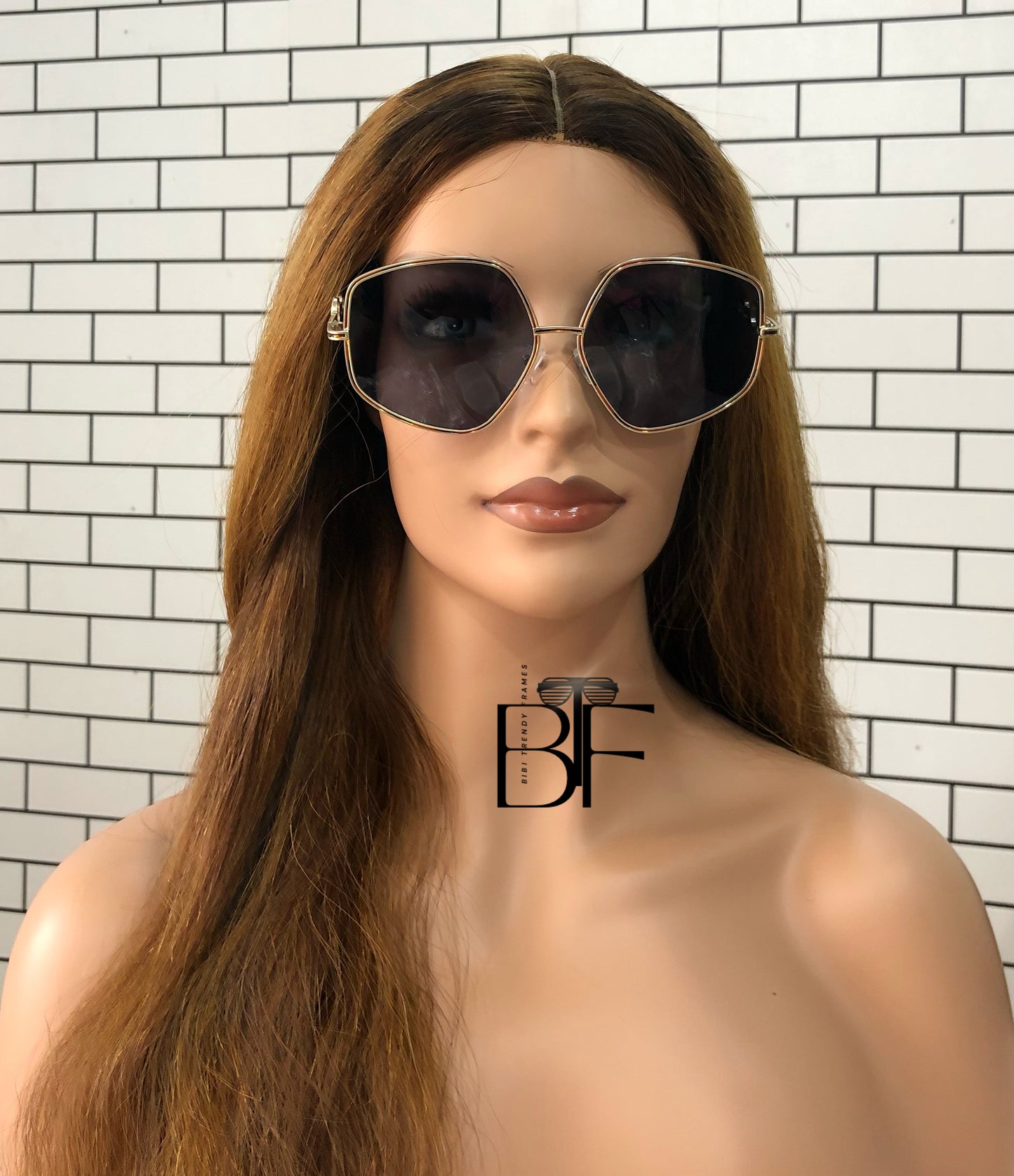 BTF-0113: Oversized Diamond Round Frame Vintage Sunglasses
