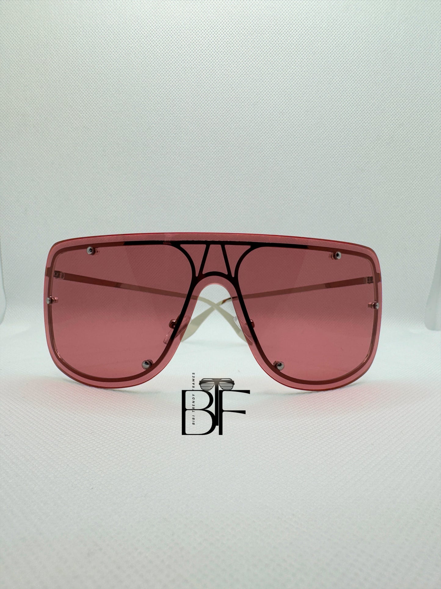 BTF-0152: Oversized Rimless Shield Sunglasses for Women. Windproof Big Sun Shades UV400 Len