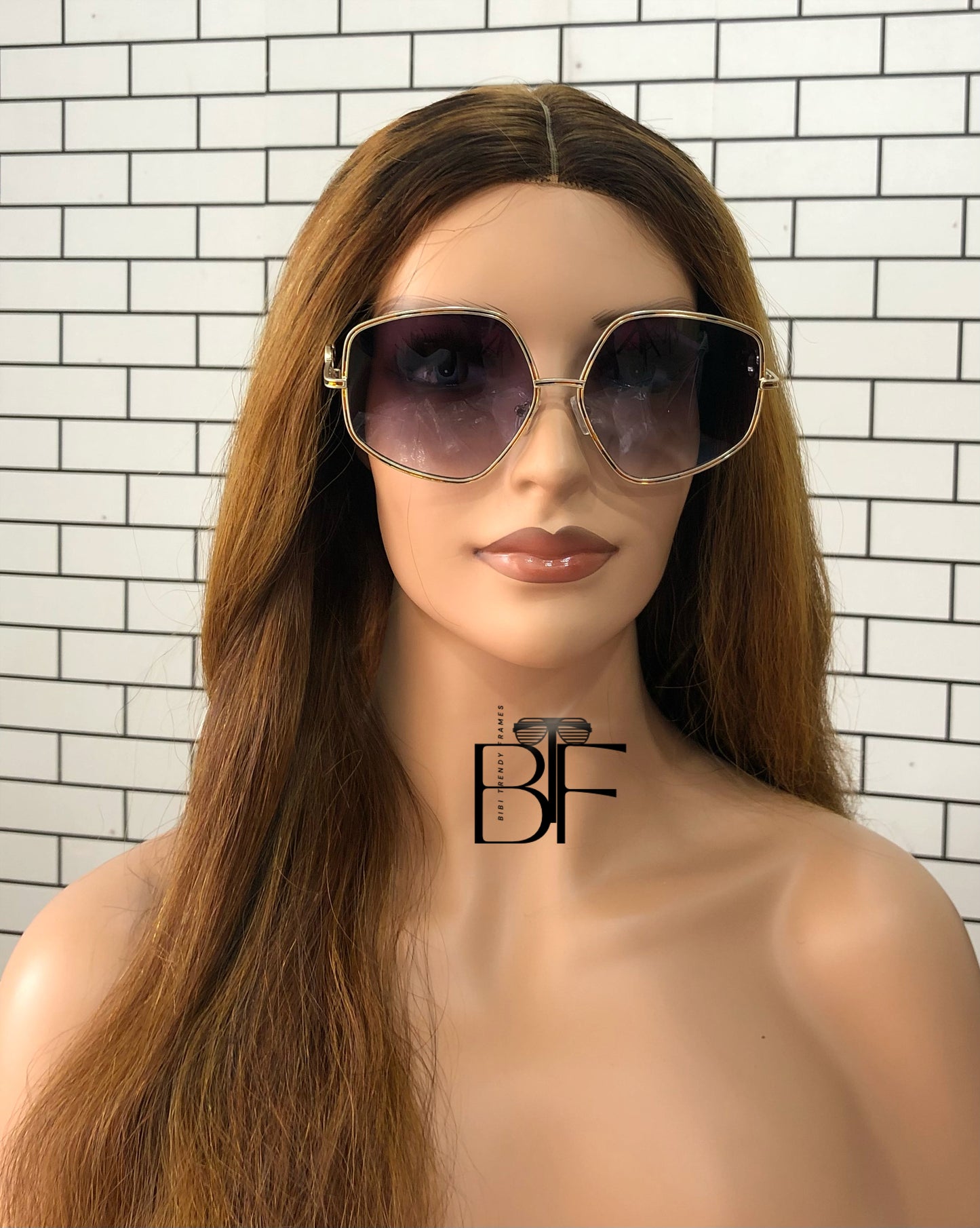 BTF-0113: Oversized Diamond Round Frame Vintage Sunglasses