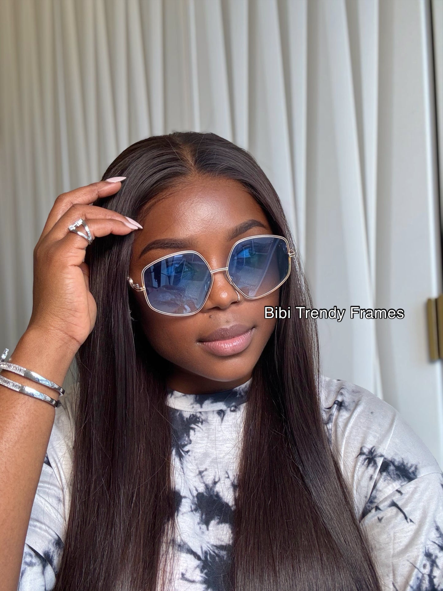 BTF-0113: Oversized Diamond Round Frame Vintage Sunglasses