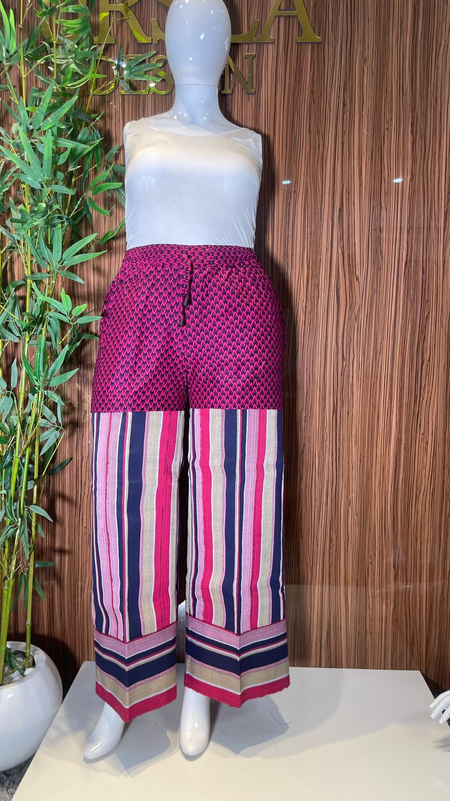 Adaola: African Ankara and Asooke Mixed Luxury Pant