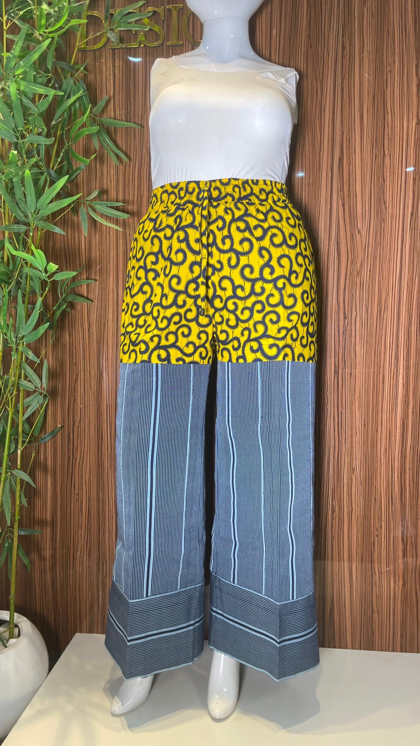Adaola: African Ankara and Asooke Mixed Luxury Pant