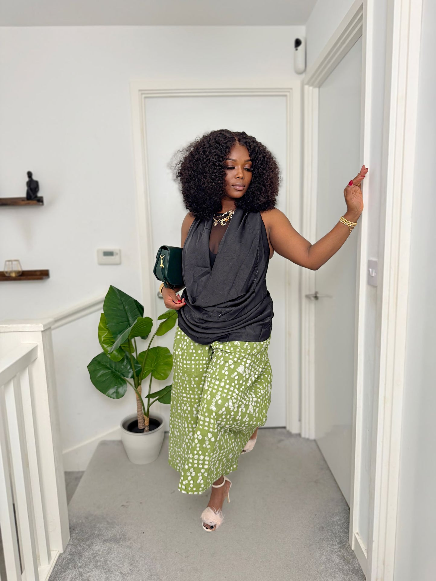 Kike Pant - African Adire Print Baggy Mid-Lenght Pant