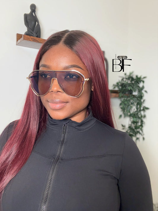 BTF-0136: Oversized Sunglasses. Frameless Retro Women Sun glasses UV400 Lens