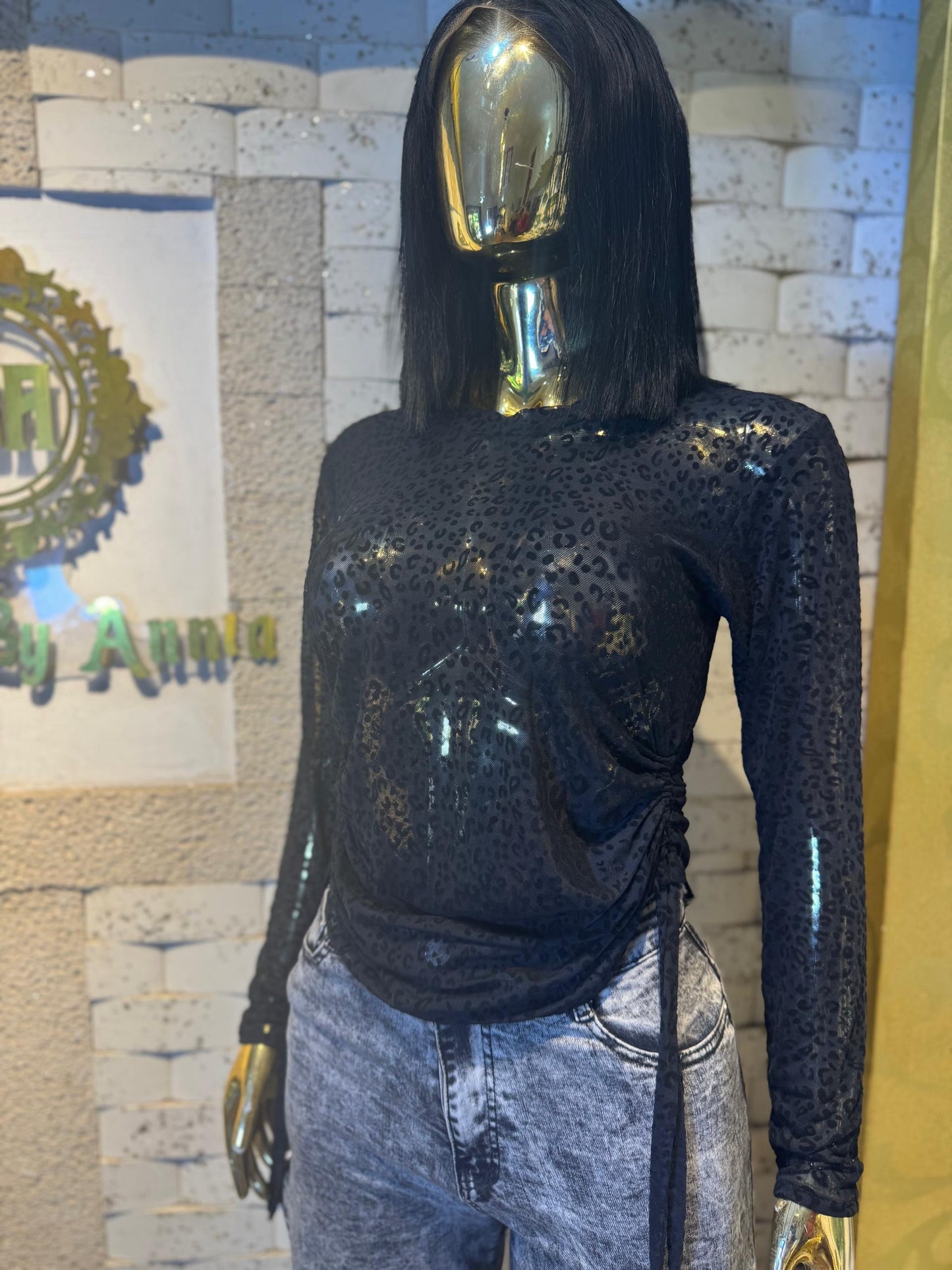 Zina Drawstring Sides Mesh Top