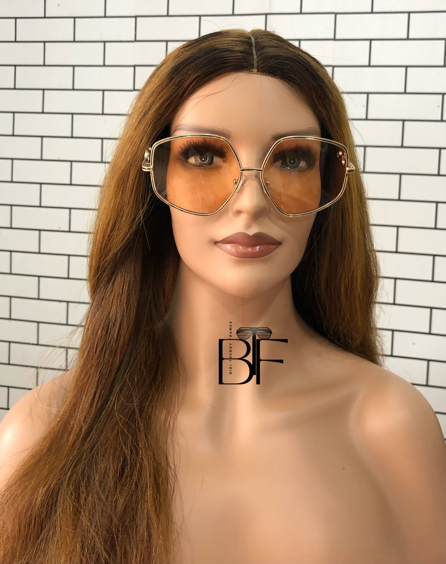 BTF-0113: Oversized Diamond Round Frame Vintage Sunglasses