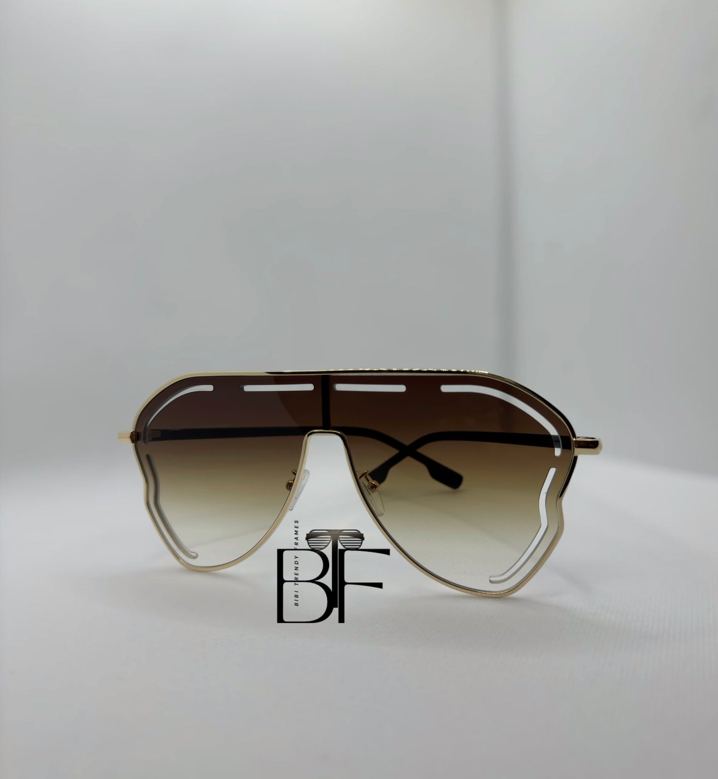 BTF-0136: Oversized Sunglasses. Frameless Retro Women Sun glasses UV400 Lens