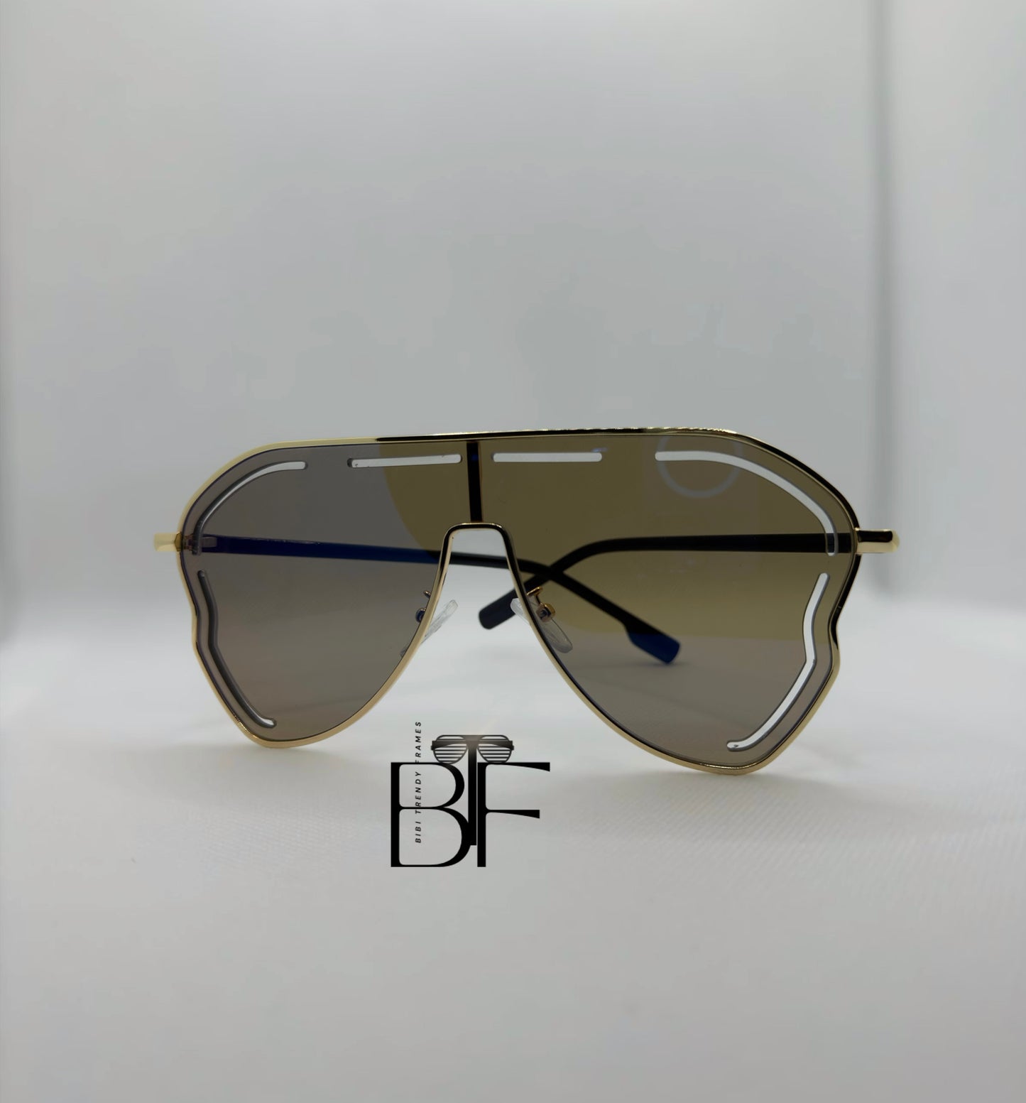 BTF-0136: Oversized Sunglasses. Frameless Retro Women Sun glasses UV400 Lens