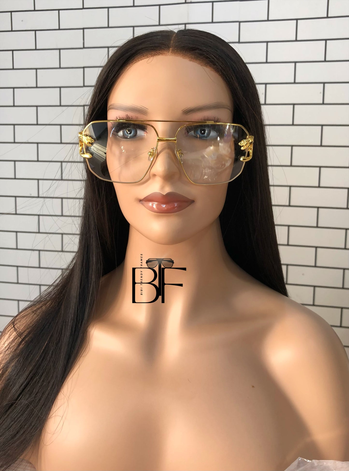 BTF-0084: Vintage Rimless Unisex Oversized Designer Sunglasses with UV400 Lens and Gold color Frame