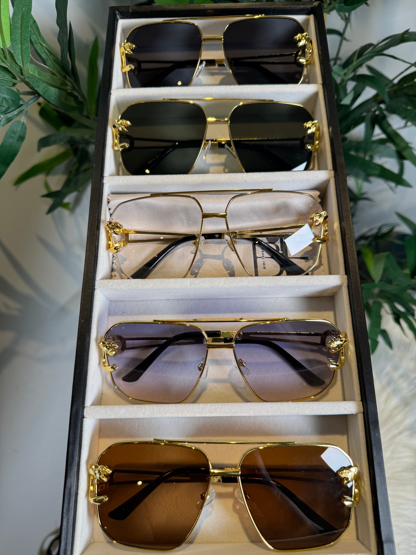 BTF-0084: Vintage Rimless Unisex Oversized Designer Sunglasses with UV400 Lens and Gold color Frame