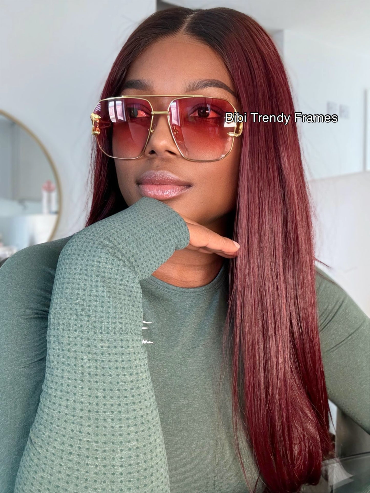BTF-0084: Vintage Rimless Unisex Oversized Designer Sunglasses with UV400 Lens and Gold color Frame