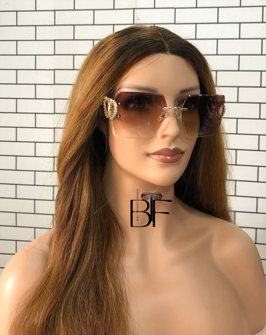 BTF-0115: Oversized Vintage Square Frameless Sunglasses