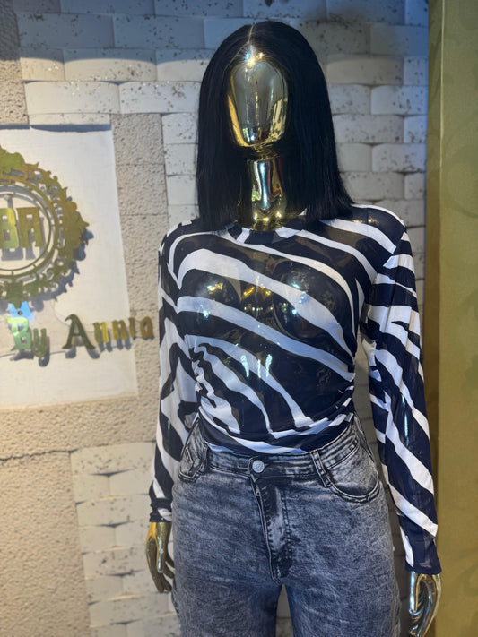 Zina Drawstring Sides Mesh Top