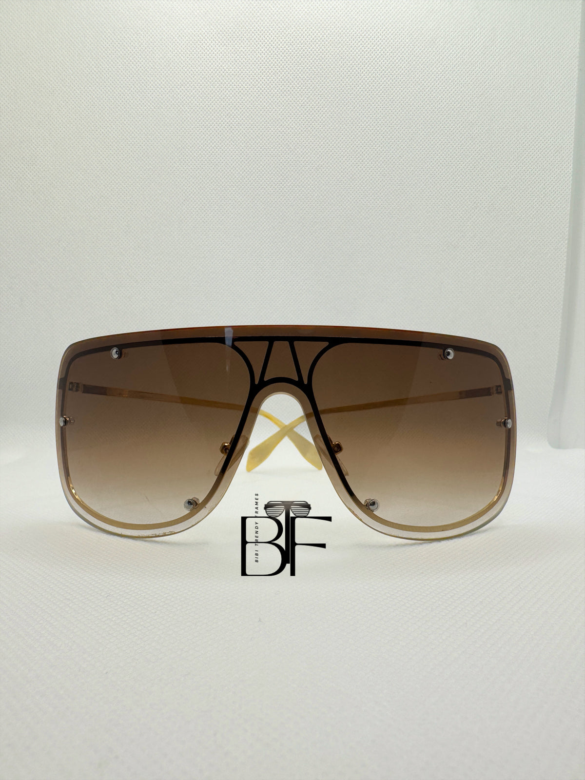 BTF-0152: Oversized Rimless Shield Sunglasses for Women. Windproof Big Sun Shades UV400 Len