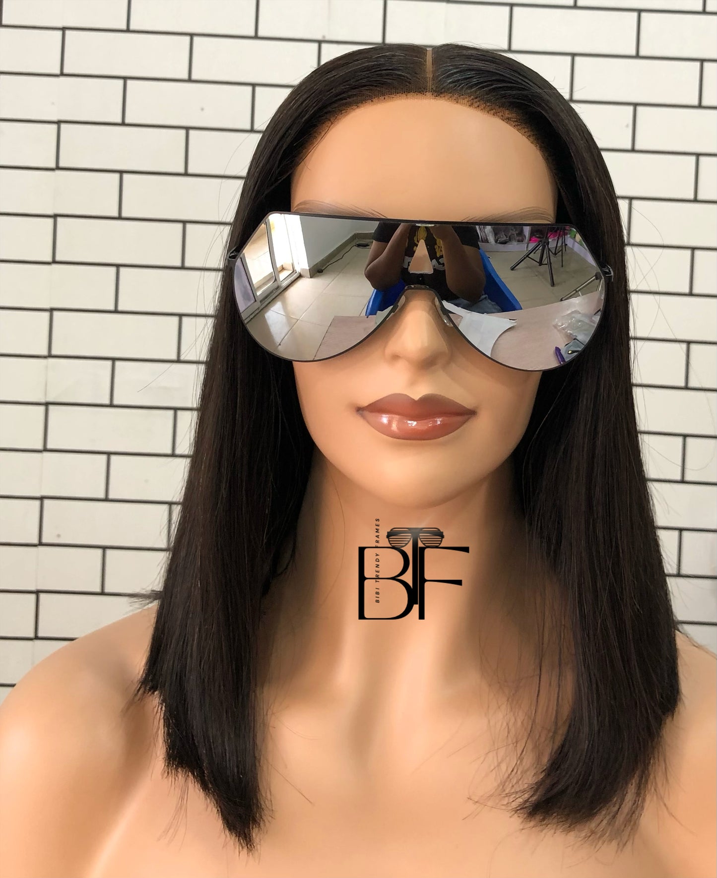 BTF-0090: Mirrored Frameless Pilot Oversized Celebrity Style Fashion Sunglasses for Women/Men