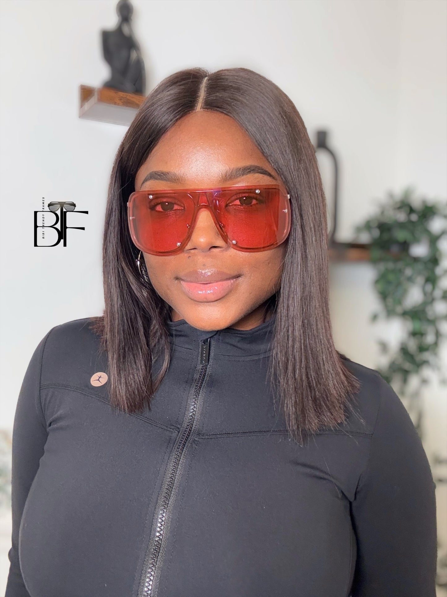 BTF-0152: Oversized Rimless Shield Sunglasses for Women. Windproof Big Sun Shades UV400 Len