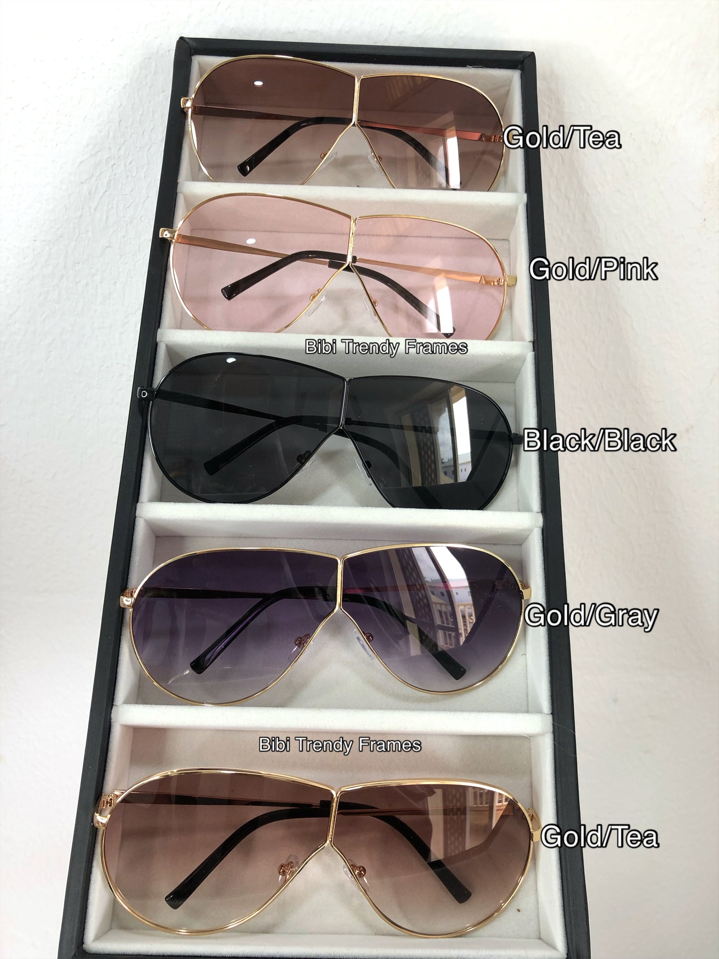 BTF-0096: Oversized Frameless Pilot Style Sheild Unisex Sunglasses