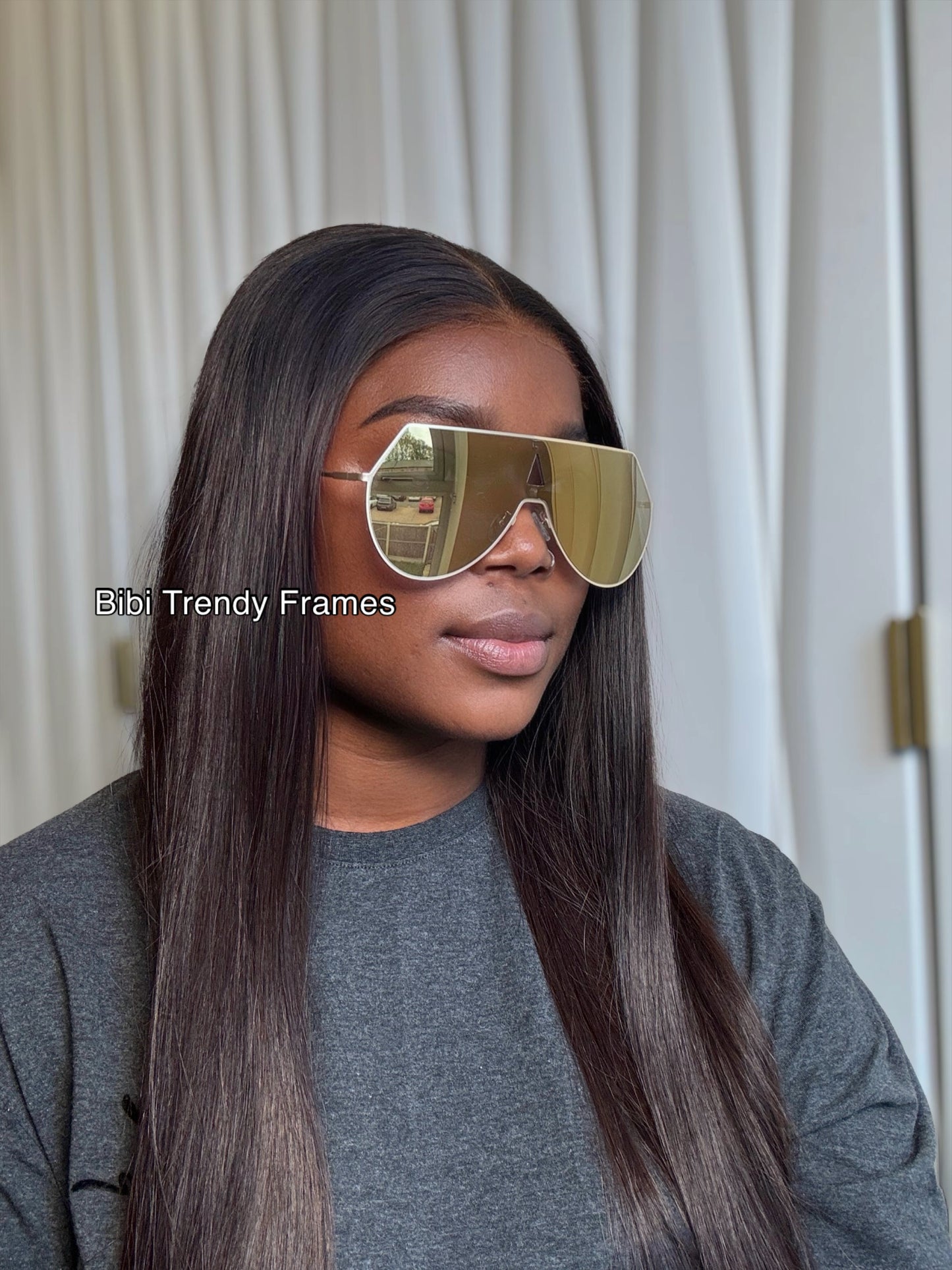 BTF-0090: Mirrored Frameless Pilot Oversized Celebrity Style Fashion Sunglasses for Women/Men