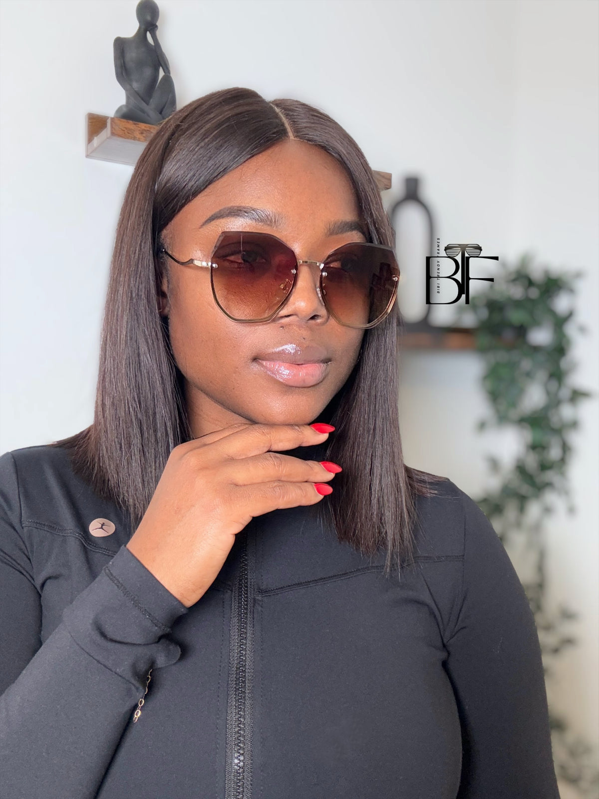 BTF-0142: Diamond Round Frame Sunglasses with Vintage Metal Light Tinted UV400 Lens
