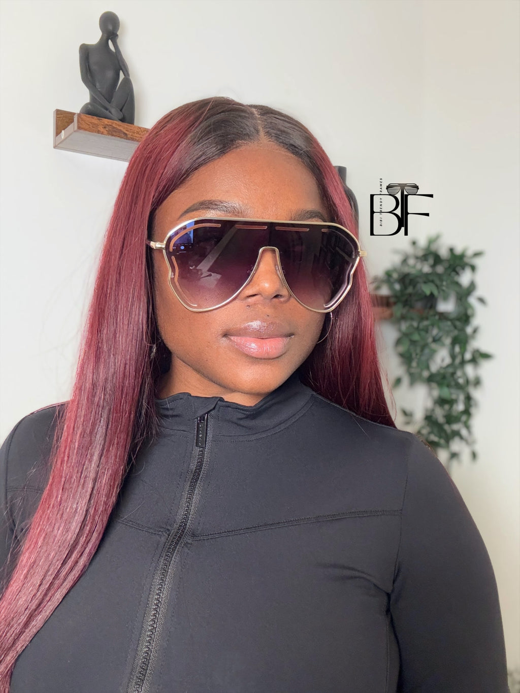 BTF-0136: Oversized Sunglasses. Frameless Retro Women Sun glasses UV400 Lens