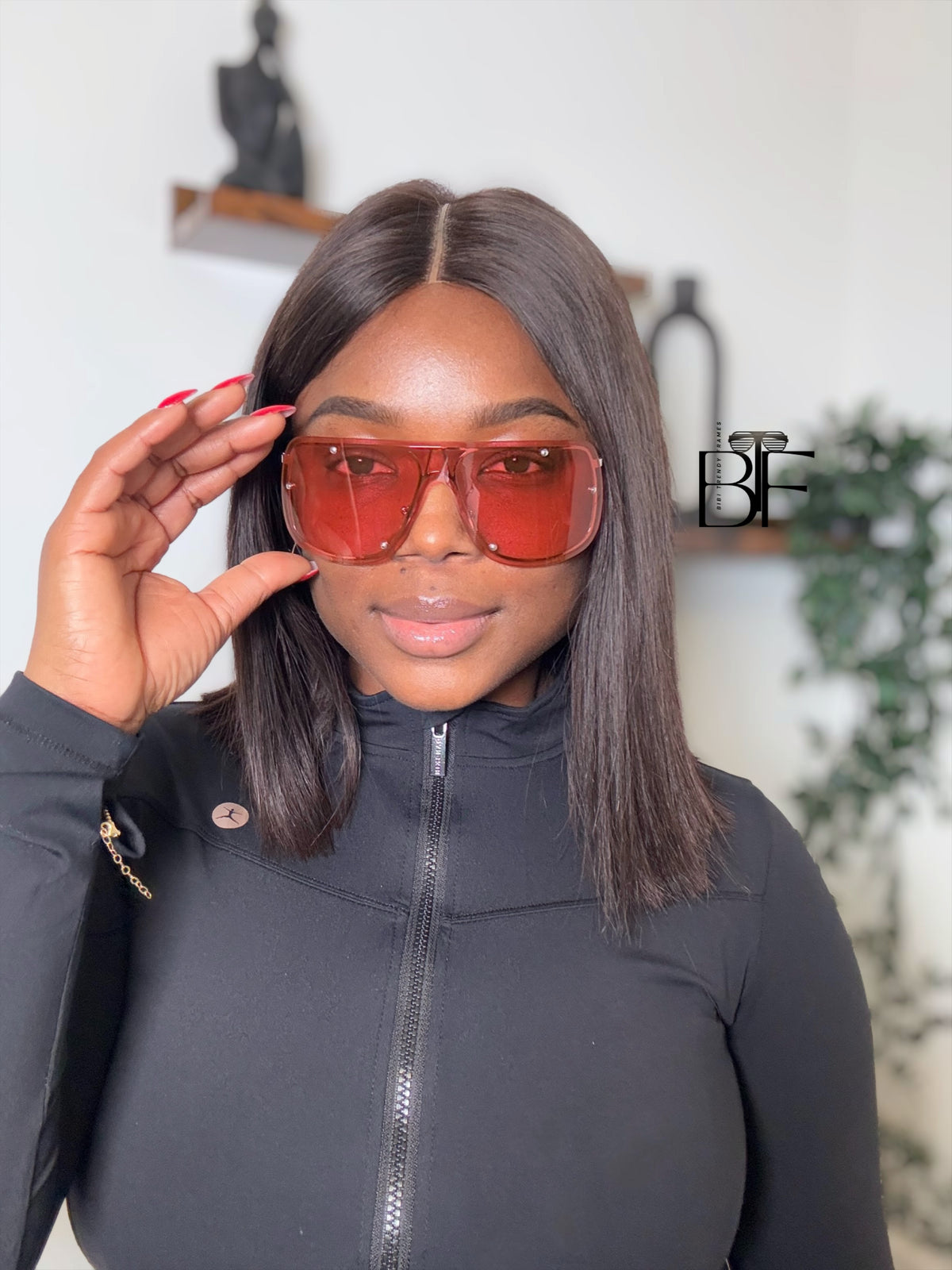 BTF-0152: Oversized Rimless Shield Sunglasses for Women. Windproof Big Sun Shades UV400 Len