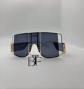 BTF-0026: Rimless Oversized Frame Sunglasses with Dotted Gold Design