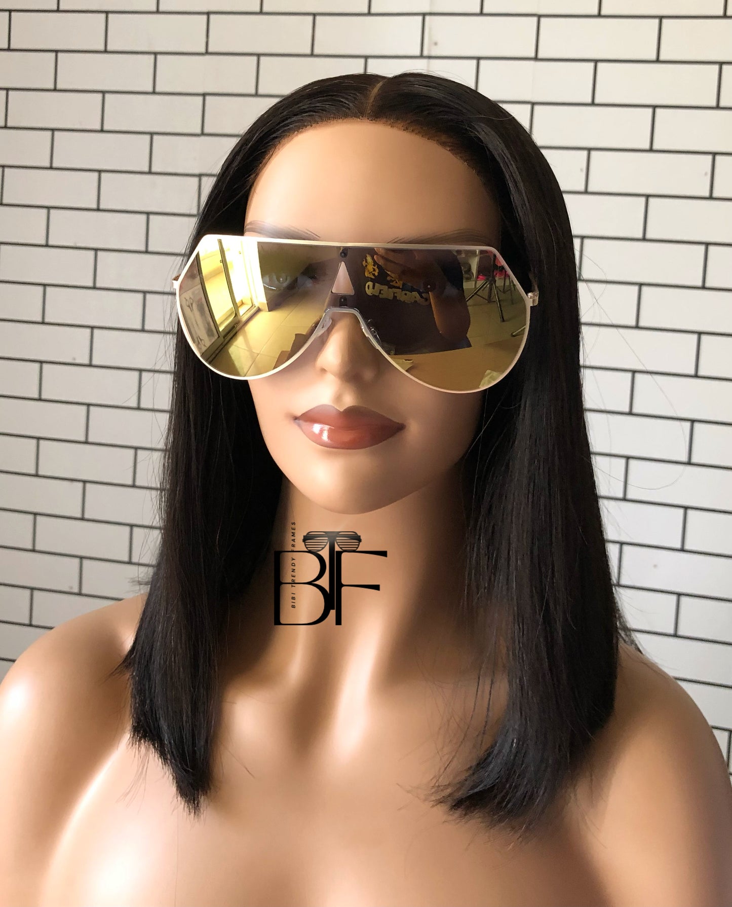 BTF-0090: Mirrored Frameless Pilot Oversized Celebrity Style Fashion Sunglasses for Women/Men