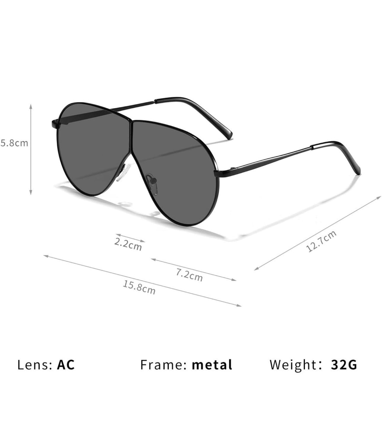 BTF-0096: Oversized Frameless Pilot Style Sheild Unisex Sunglasses