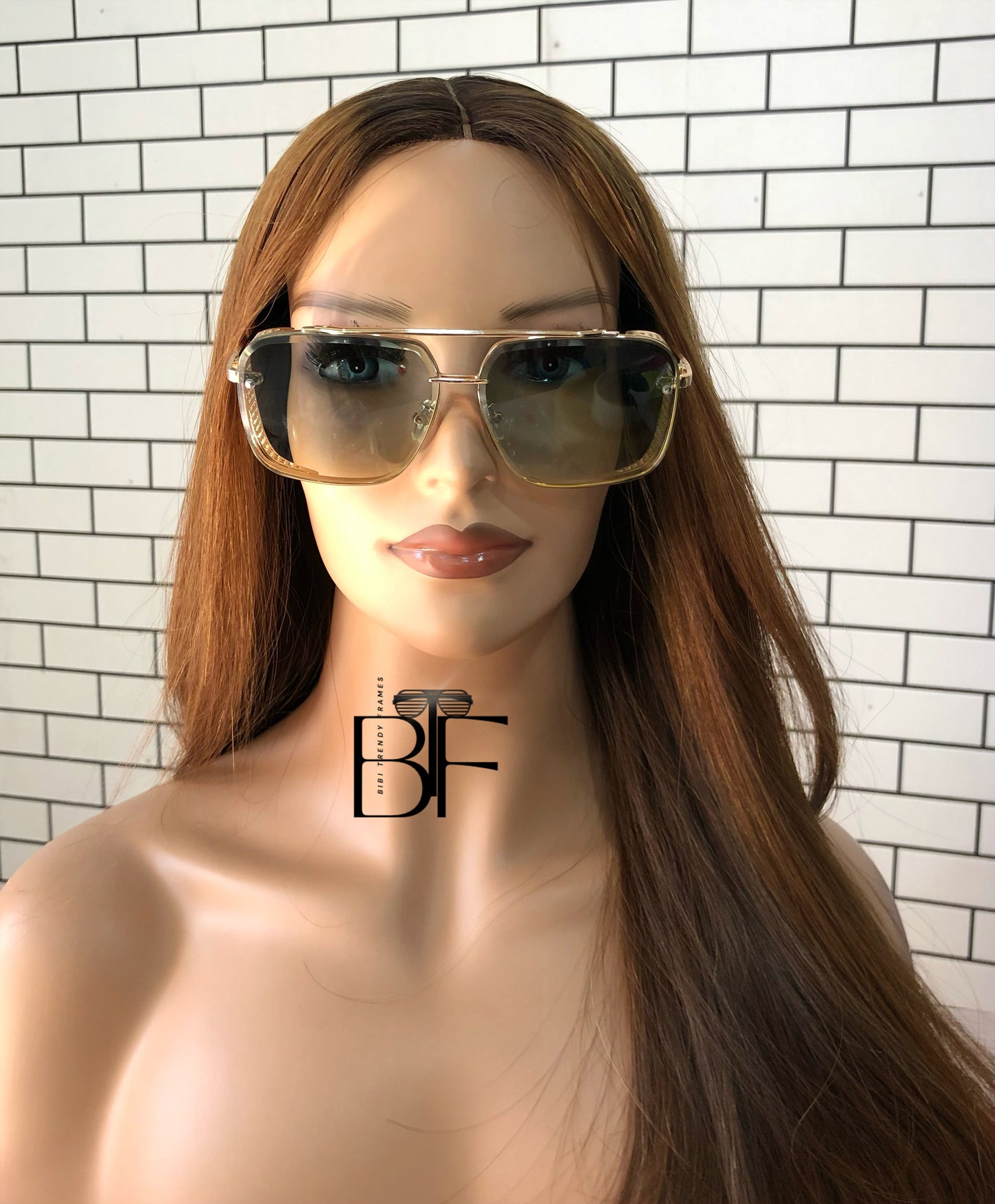 BTF-0106: Unisex Square Sunglasses Vintage Frame Retro Pilot Oversized