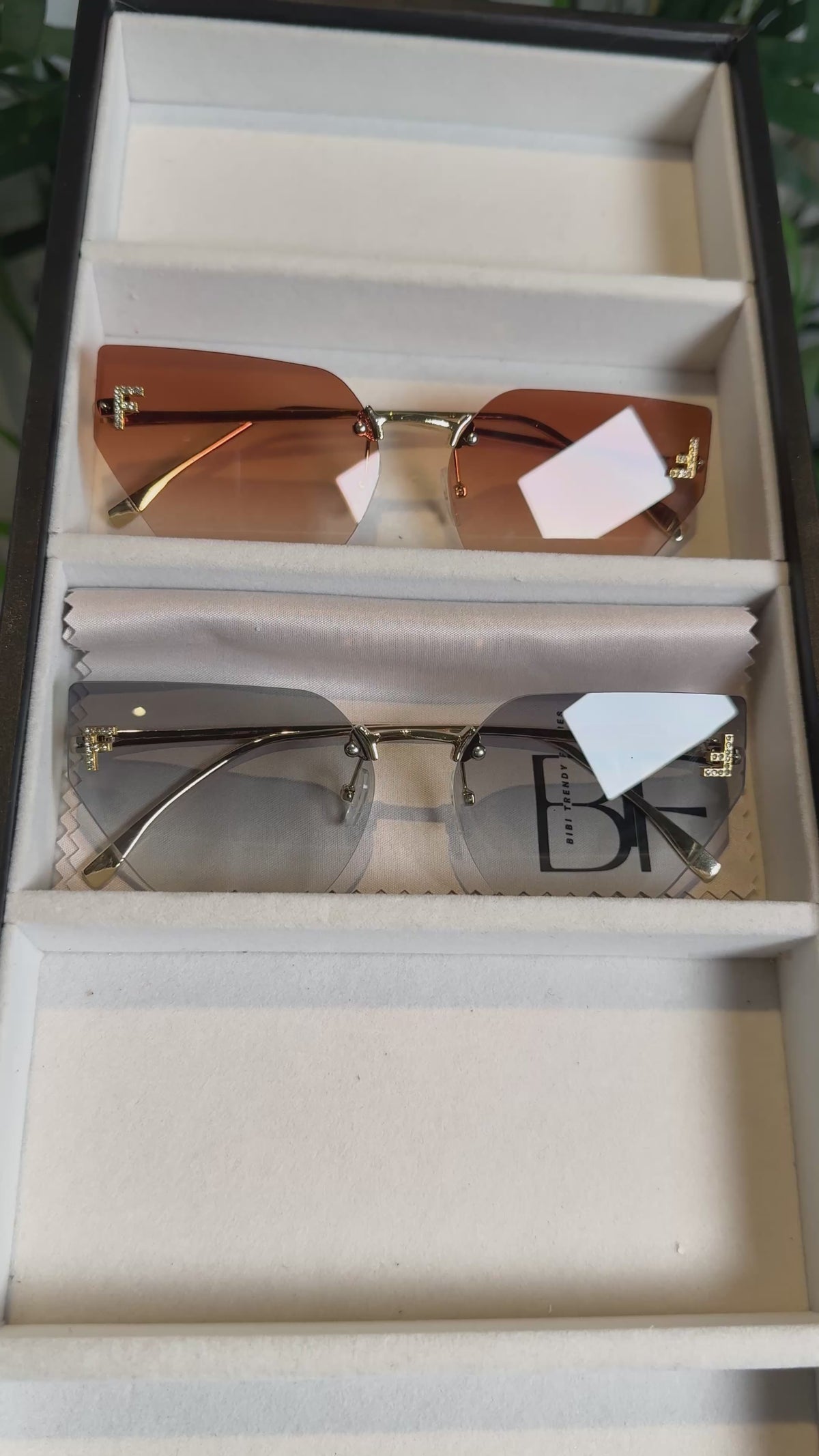 BTF-0157: Cat Eye Rimless Unisex Vintage Sunglasses Light Tinted UV400 Lens